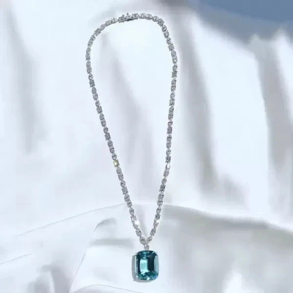 18 Ct Multi-Cut Moissanite Diamond Necklace 14k White Gold Plated