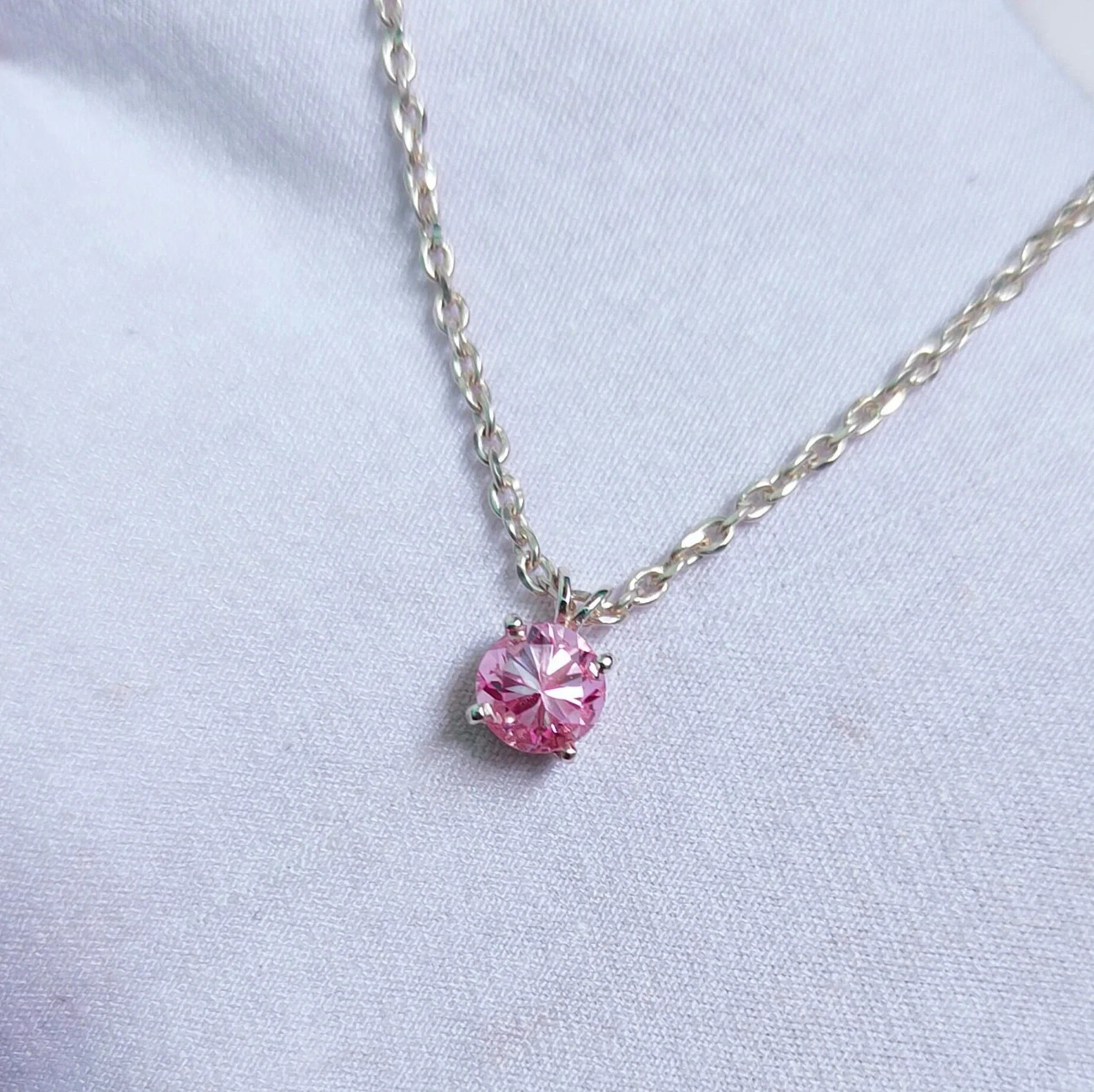 5 Ct Certified LabGrown Pink Diamond Solitaire Round Cut Sterling Sliver Pendant