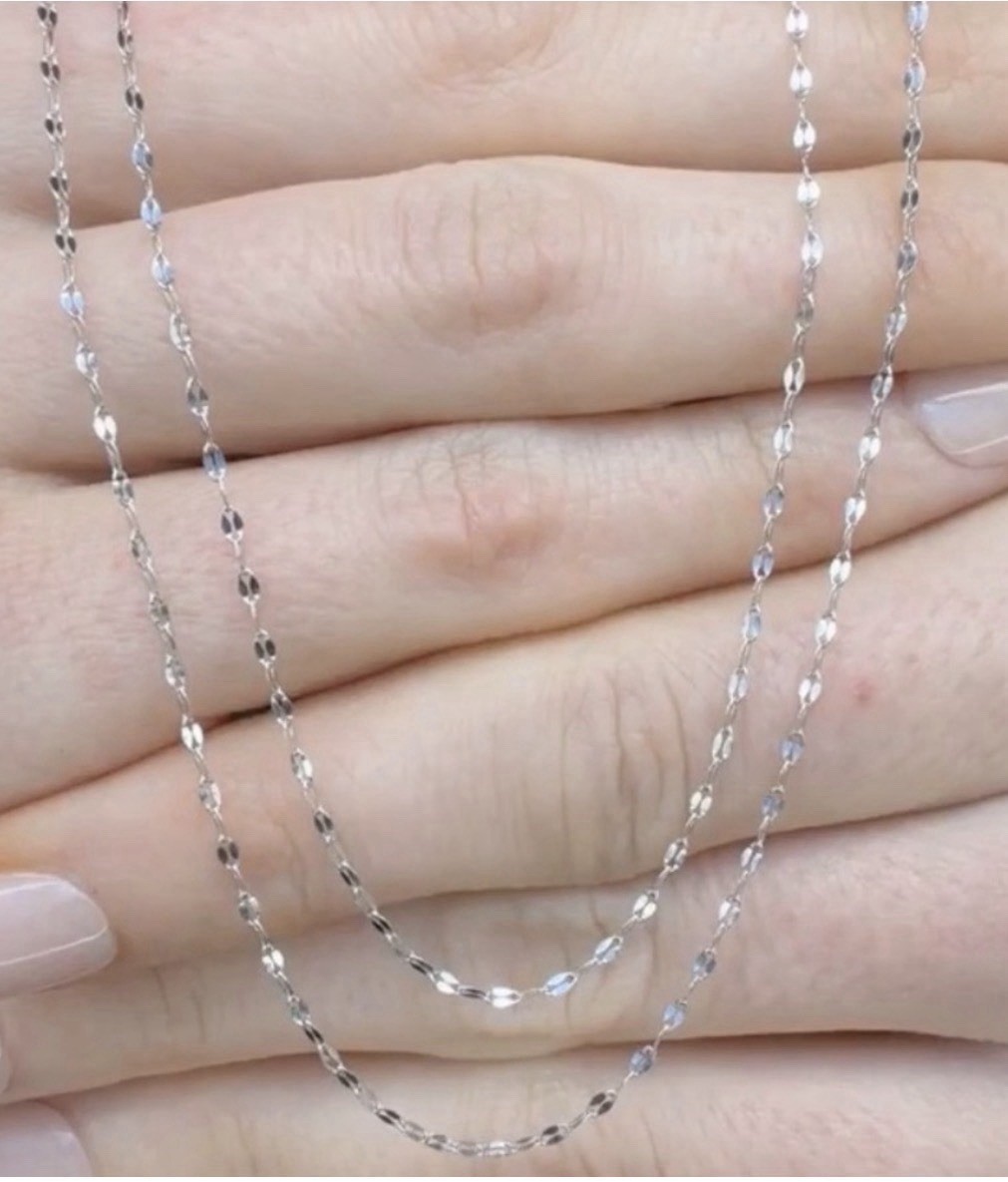 10k gold Faceted Station Necklace Sleek Layered Shine 18”