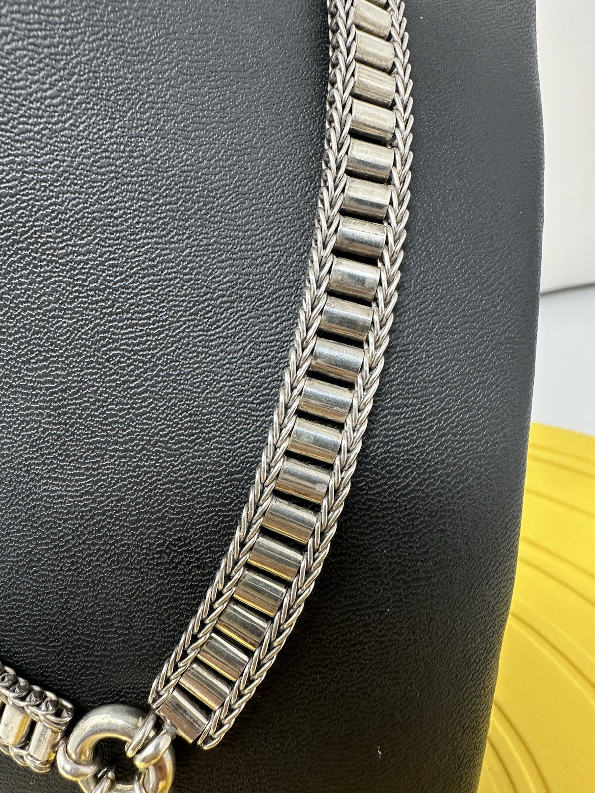 Sterling Silver Amazing Modern Design Choker Necklace Beautiful Chic 57g 16 In +
