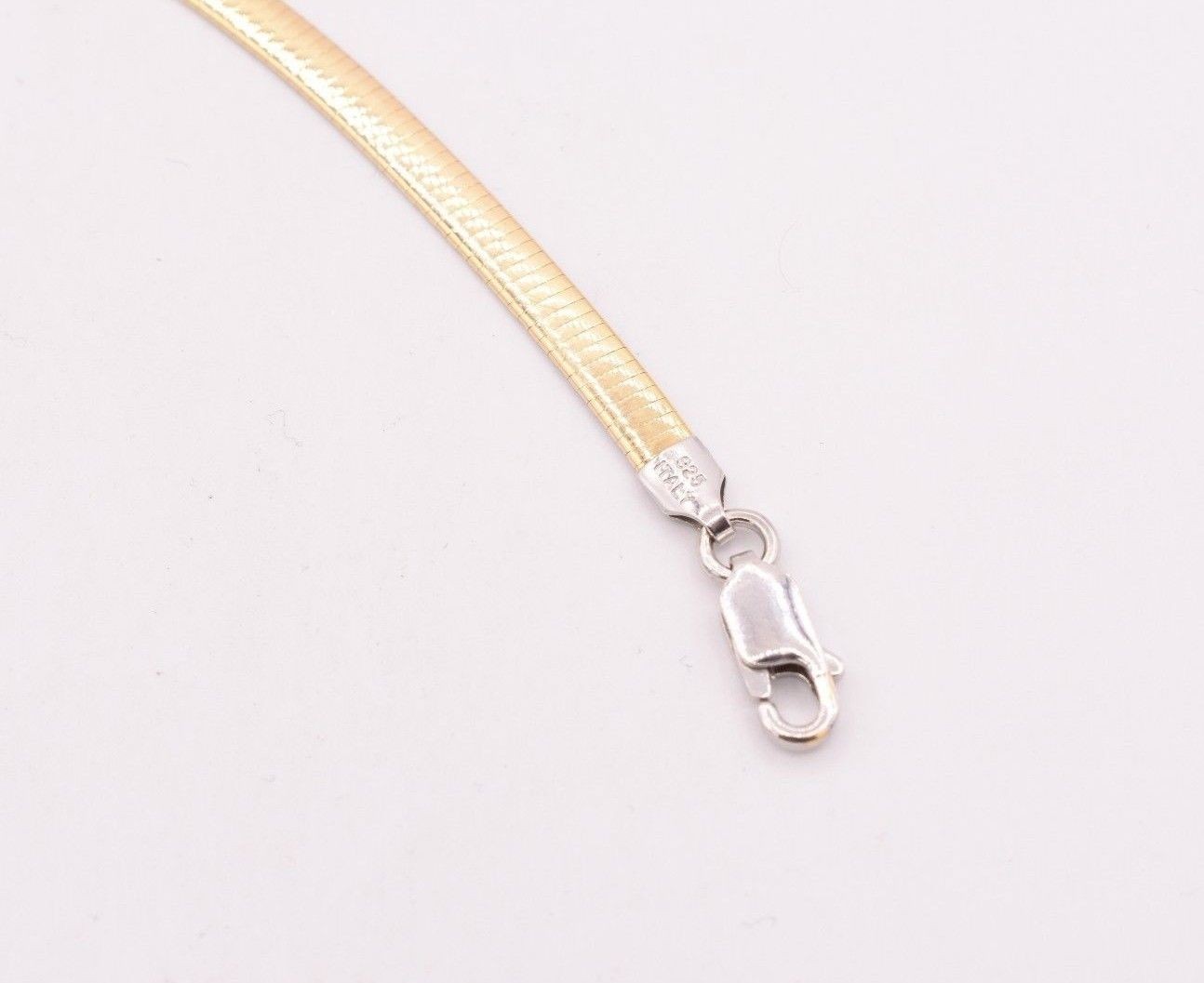 4mm Italian Reversible Omega Chain Necklace 14K Yellow Gold-Plated Silver 925