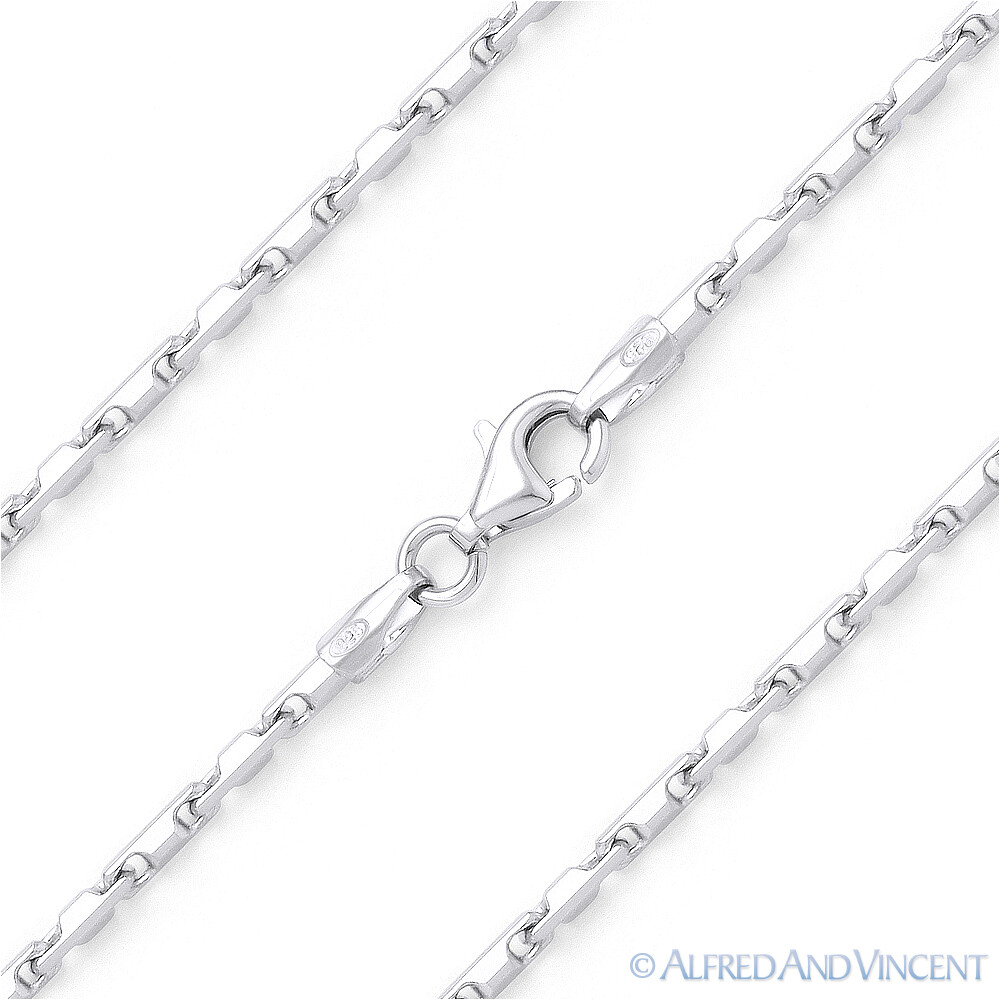 2mm Thin Bar Link Heshe Italian Chain Necklace Solid .925 Italy Sterling Silver
