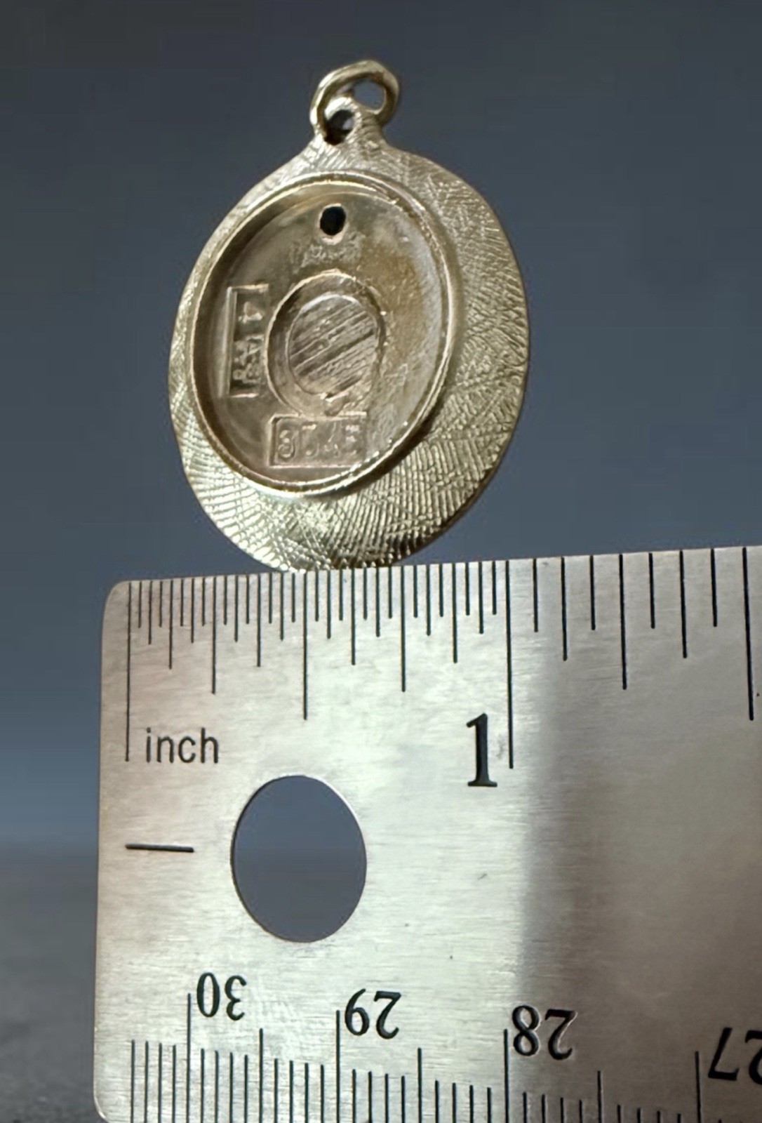 Vintage Round Picture Pendant Stamped 8545 NYC Charm Add Photo 1”x1” 1970’s