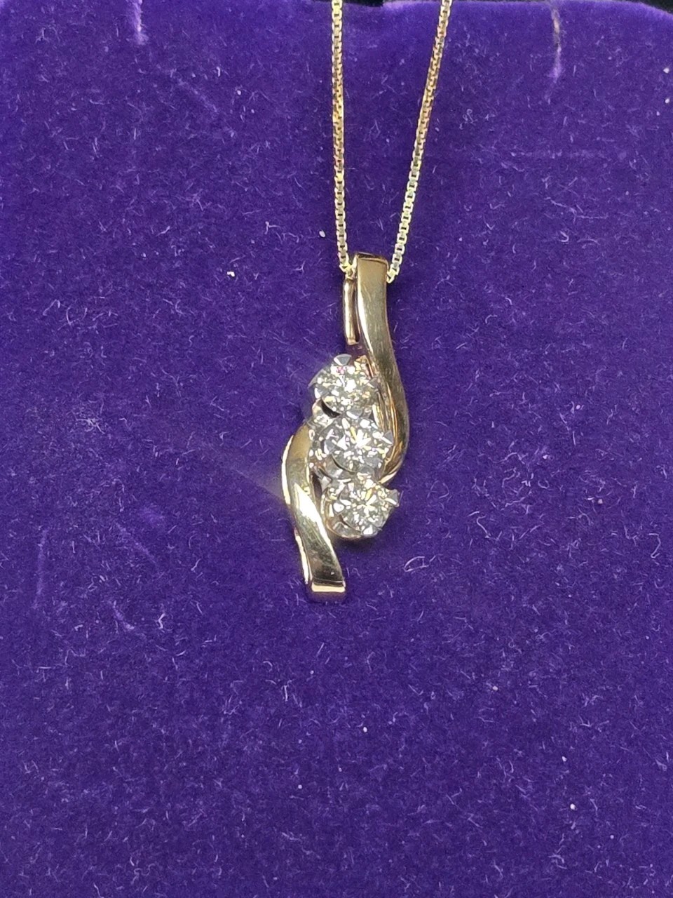 Solid 14K Two-Tone Gold 3/4 TDW Natural Diamond Journey Pendant With 10K Chain
