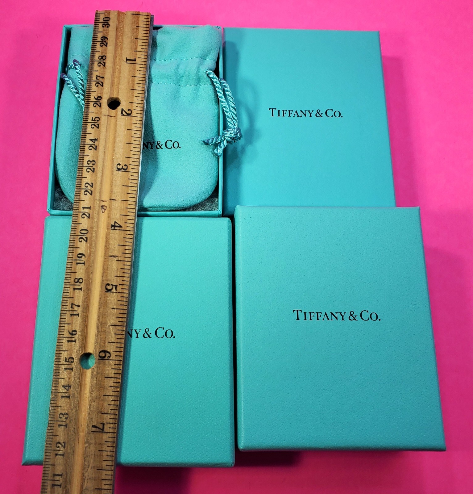 (3) Tiffany & Co Blue Empty Jewelry Boxes w/Original Cotton 3×4
