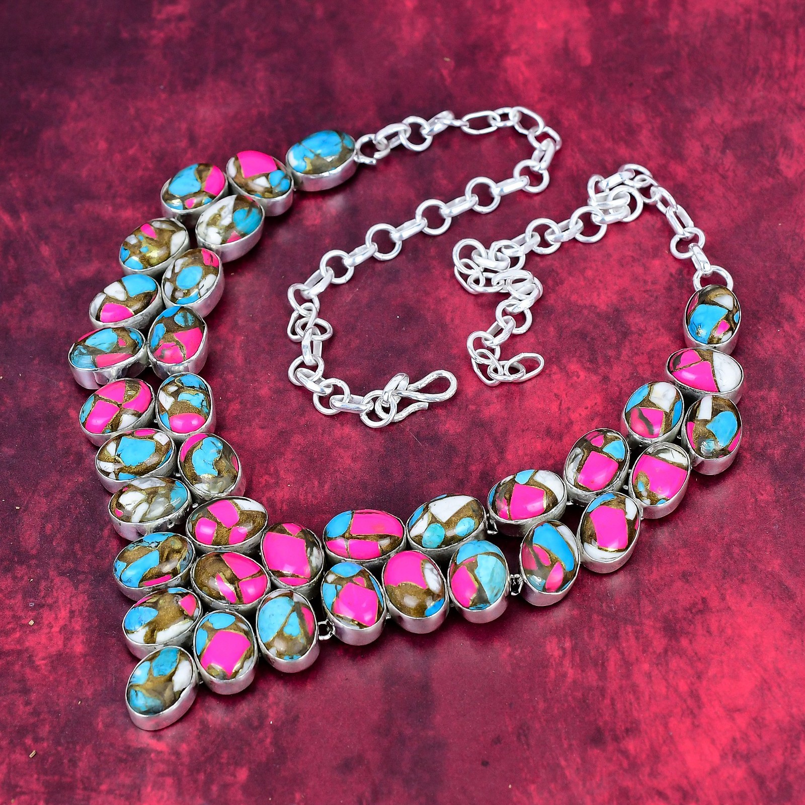 Cotton Candy Turquoise Gemstone Handmade Jewelry 925 Sterling Silver Necklace