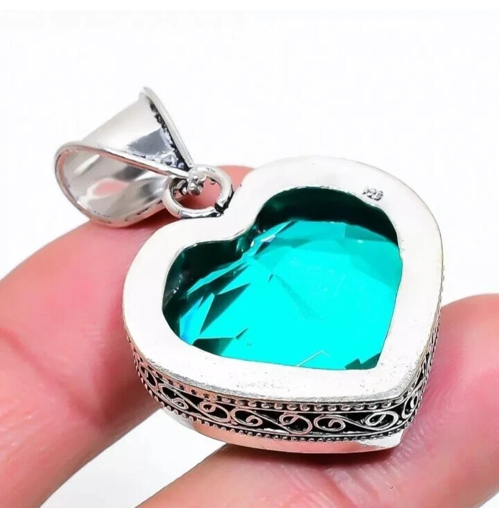 Afghani Blue Tourmaline Gemstone Handmade 925 Sterling Silver Jewelry Pendant