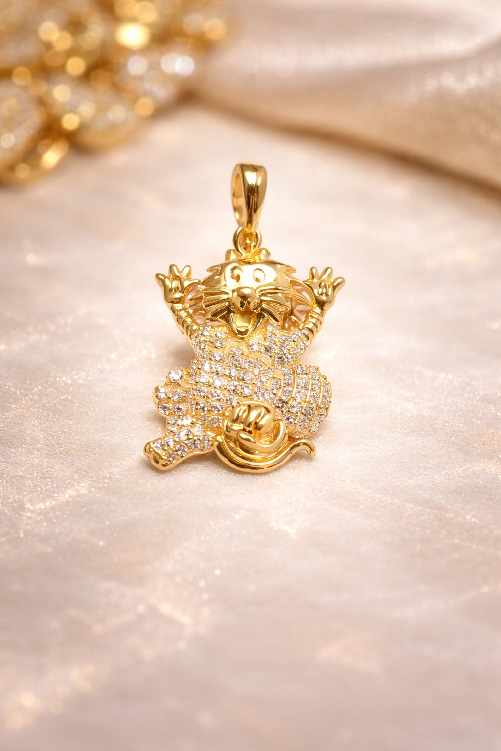 Cat Charm 925 Sterling Silver Handmade CZ Gemstone Pendant For Her