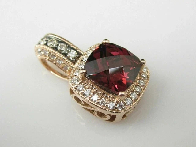 3CT Cushion Lab Created Red Garnet Halo Women’s Pendant 14K Yellow Gold Plated