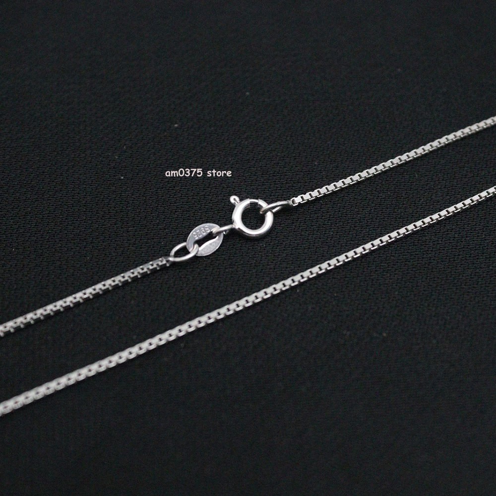 Real S925 Sterling Silver Necklace Women‘s 1.2mm Thin Box Chain Link 18inch