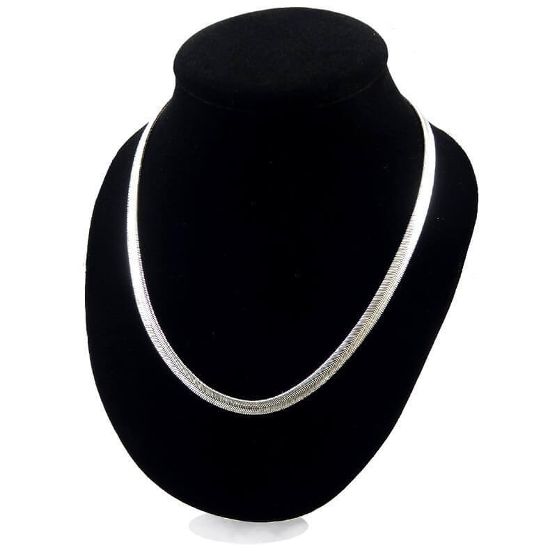 Solid Silver 6mm Wide Flat Link Snake Chain Necklace