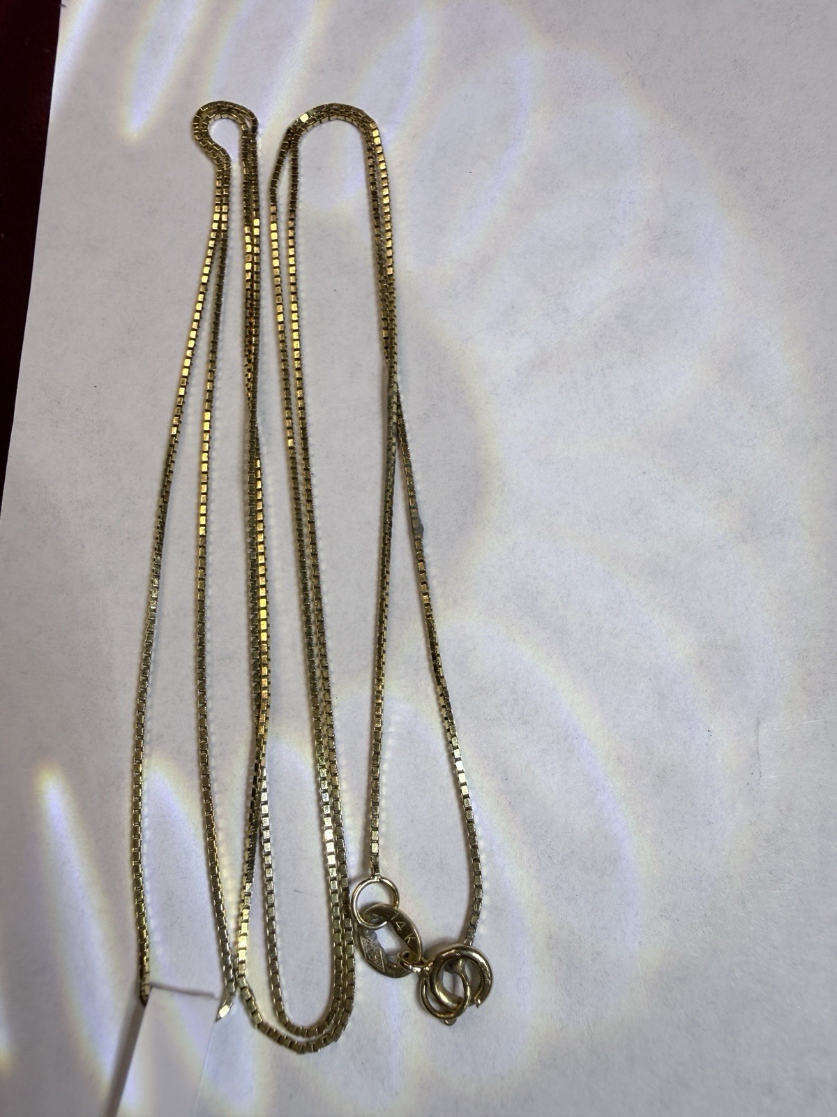 14k Gold Chain Necklace 24 Inch Solid Gold BOX Chain Estate Jewelry 1.70g