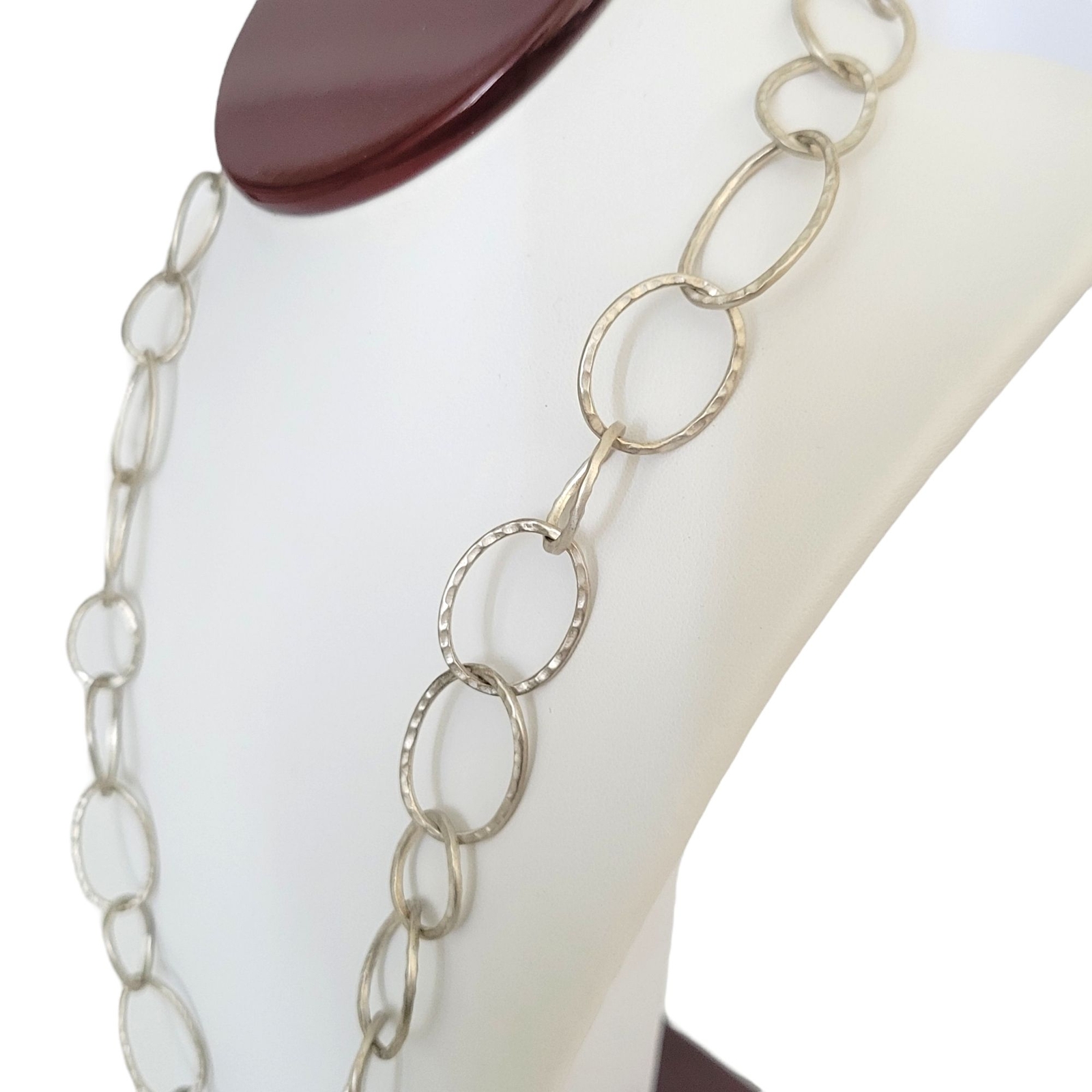 Sterling Silver Necklace Interlocking Circle Chain Lobster Clasp India 23″