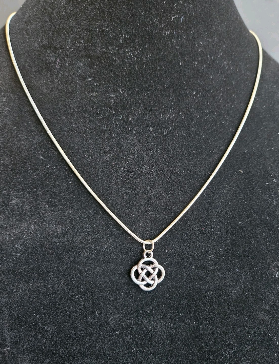 Sterling Silver Snake 925 Snake Chain With Silver Tone Celtic Knot Pendant