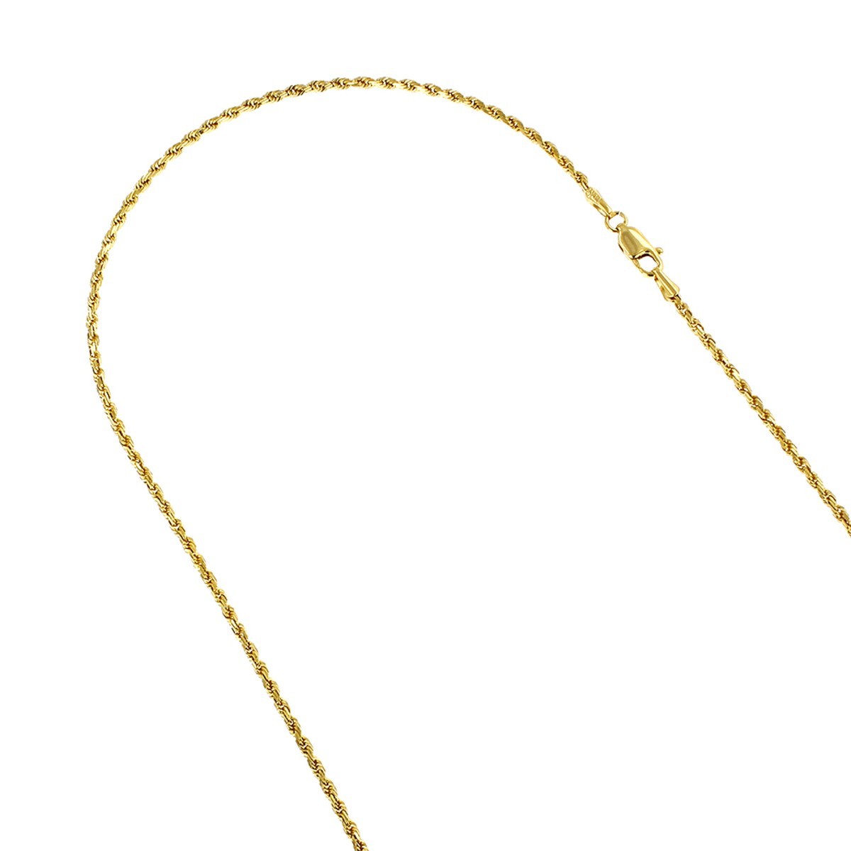 14K Yellow Gold Necklace Gold Hollow Rope Chain 1.8 mm 16”-30” Genuine