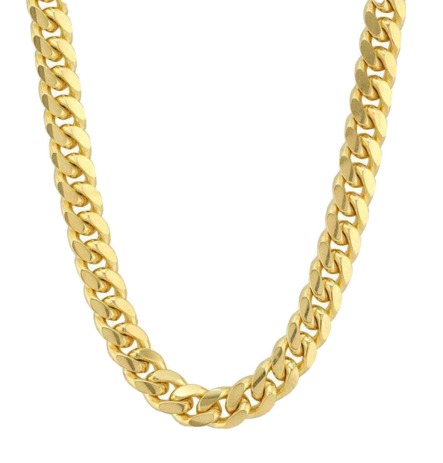 10K Solid Yellow Gold Royal Miami Cuban Link Chain 9mm 22″ Inc Necklace Box Lock