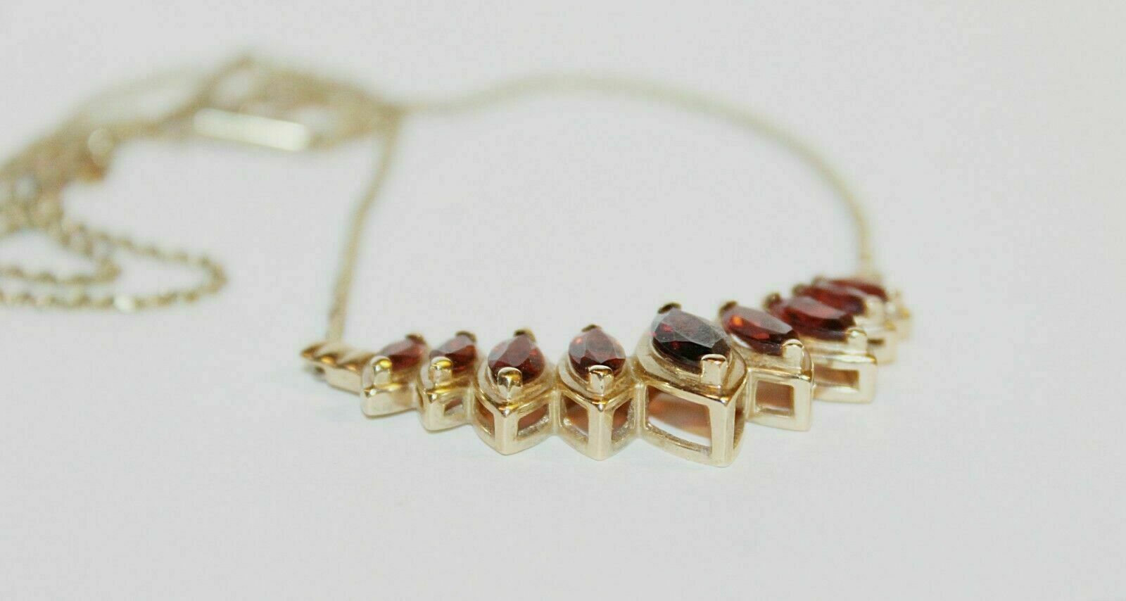 3Ct Marquise Cut Red Garnet “Tanmania” Necklace 14K Yellow Gold Finish