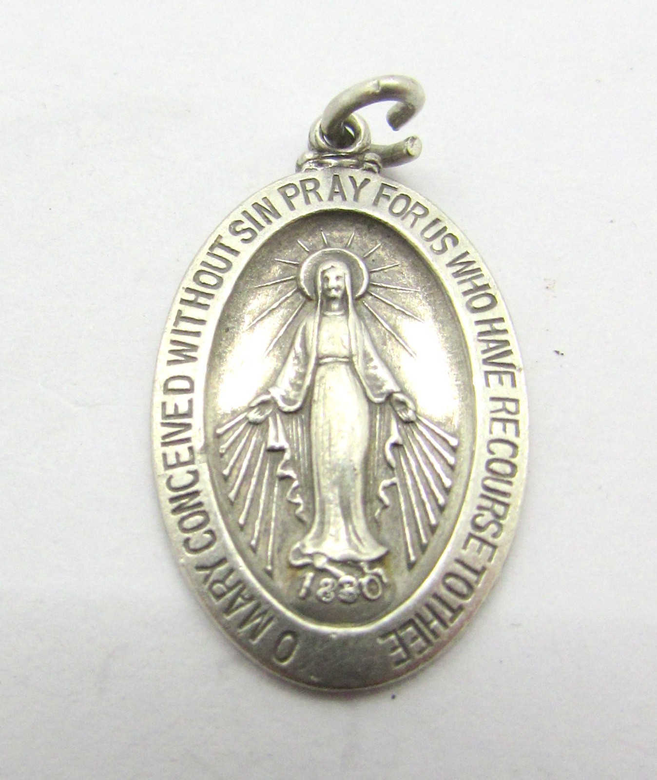 925 STERLING SILVER MIRACULOUS MEDAL OVAL PENDANT OR CHARM 31X16 MM ~ 2.9G