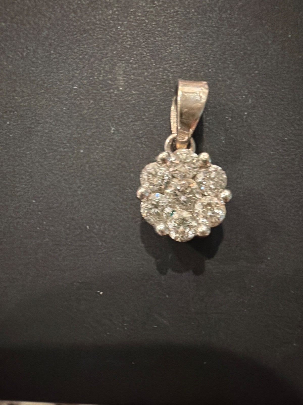 Sterling Silver 925 Genuine Diamond Cluster Flower Pendant Estate Fine Jewelry d