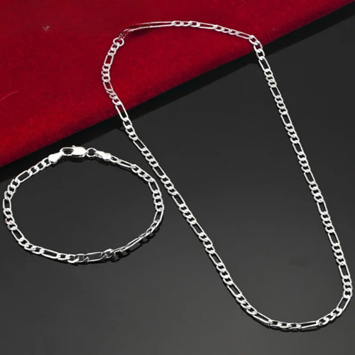 925 Sterling Silver 4MM Chain Bracelet Necklace for Men Women Wedding Gifts