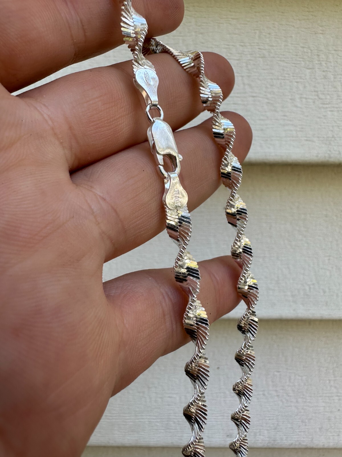 Real 925 Sterling Silver 6mm Loose Singapore Rope Chain Necklace Herringbone