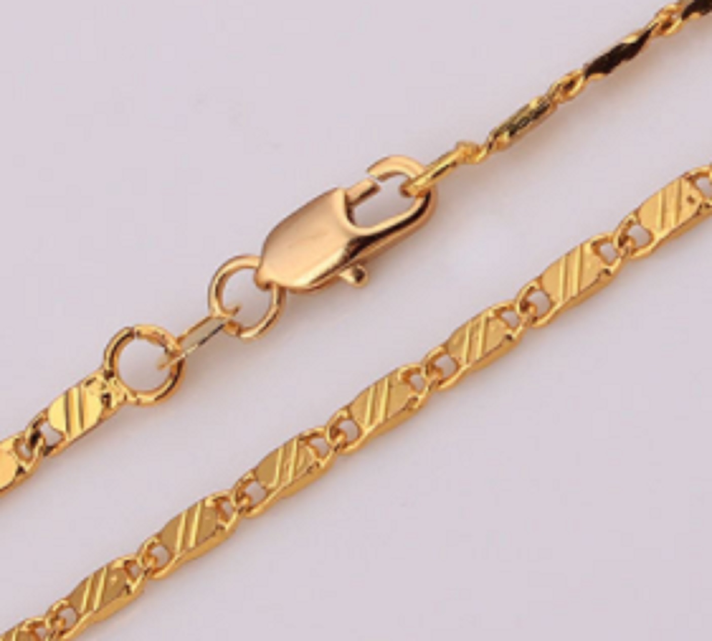 2mm Geometric 18k Gold Ptd Link Snail chain 18KGP necklace curb 16-30″ SNLGEO2G