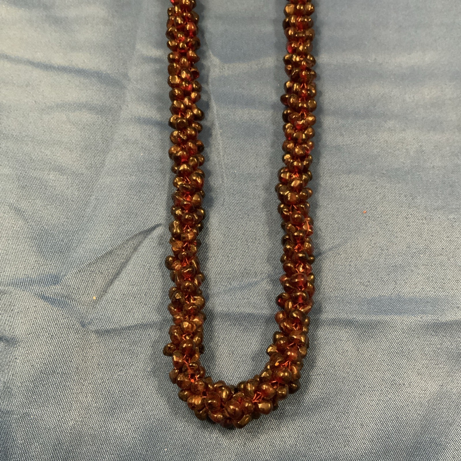 Vintage Natural Beeded Hand Strung Rhodolite Garnet Bead Ball 24″ Necklace 94g