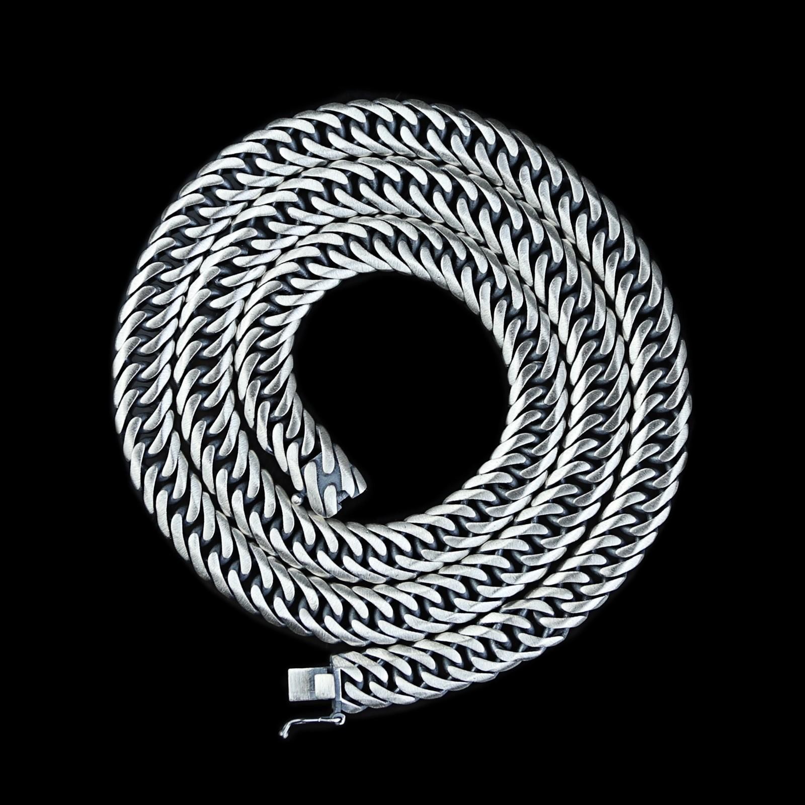 925 Sterling Silver Men Handmade 10MM Curb Chain Solid Necklace