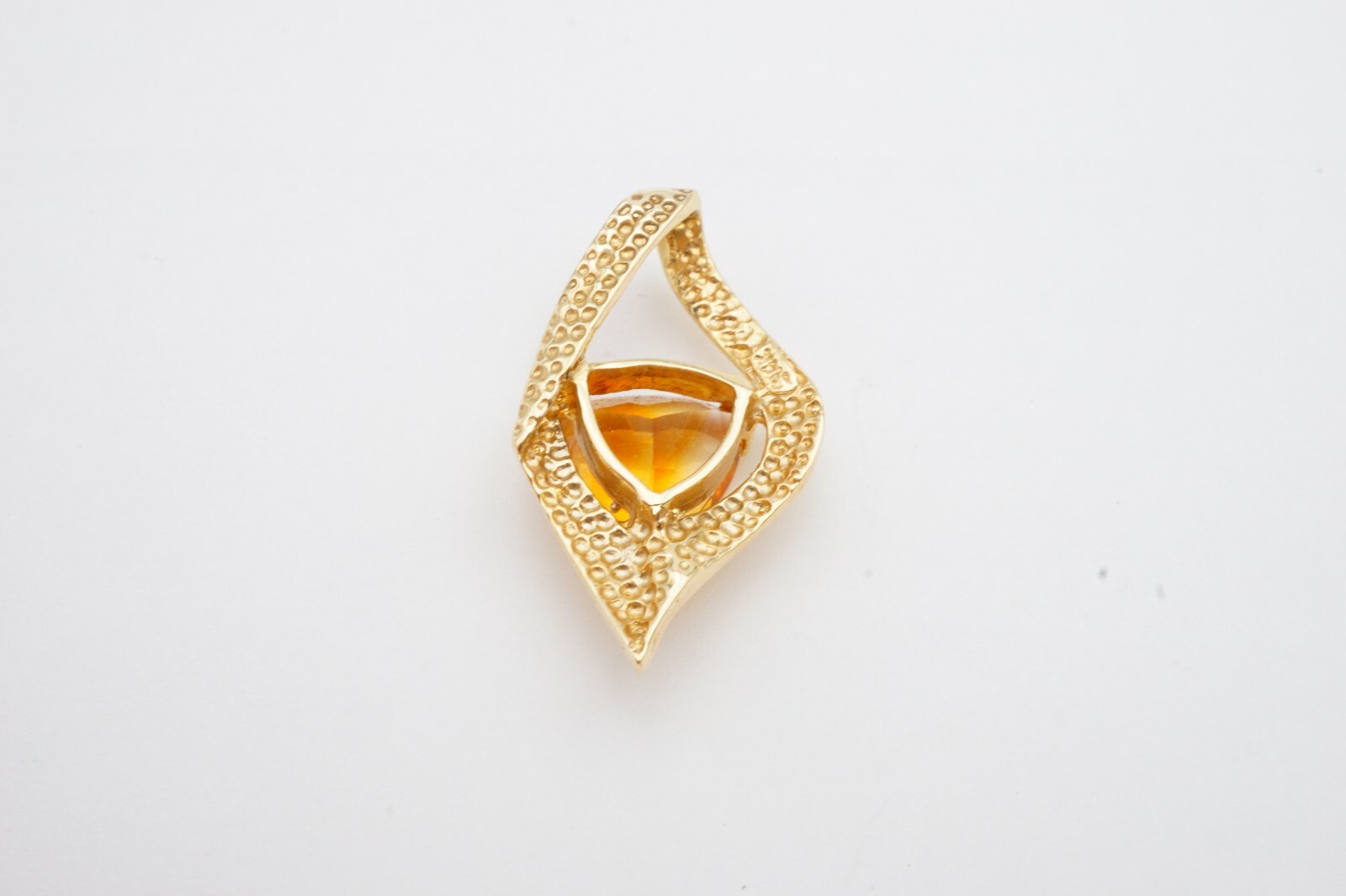 14k Yellow Gold 3 Carat Trillion Cut Citrine Omega Enhancer Pendant