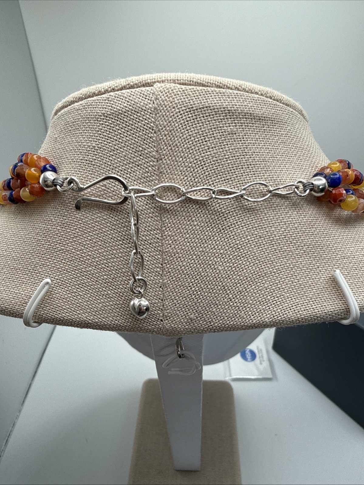 Jay King 4 Strand Picante Agate 4mm Multi Gemstone Sterling Silver Necklace