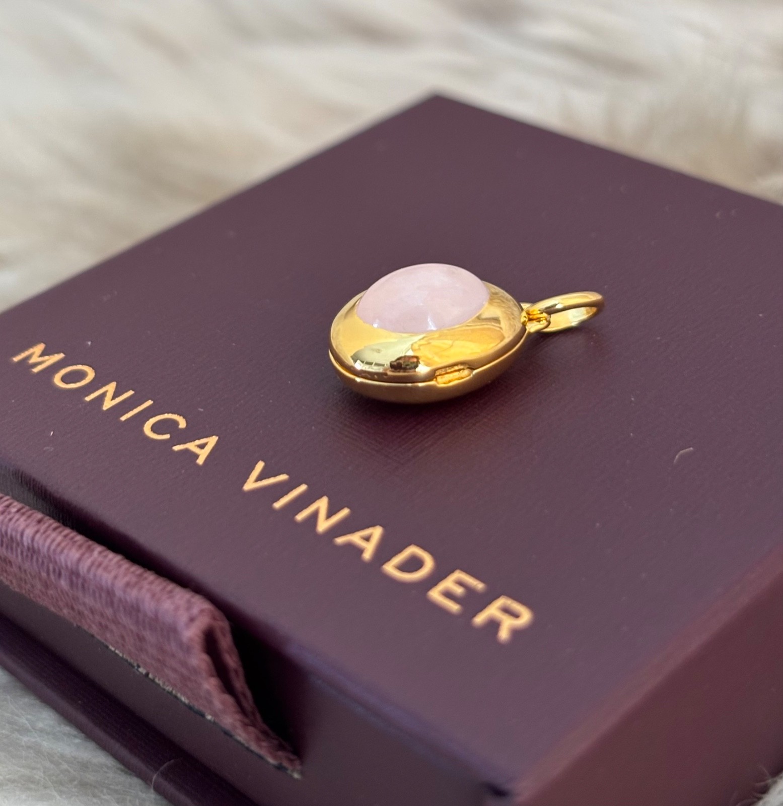 MONICA VINADER 💎 Locket 18k Gold & Rose Quartz RRP £99 Pendant