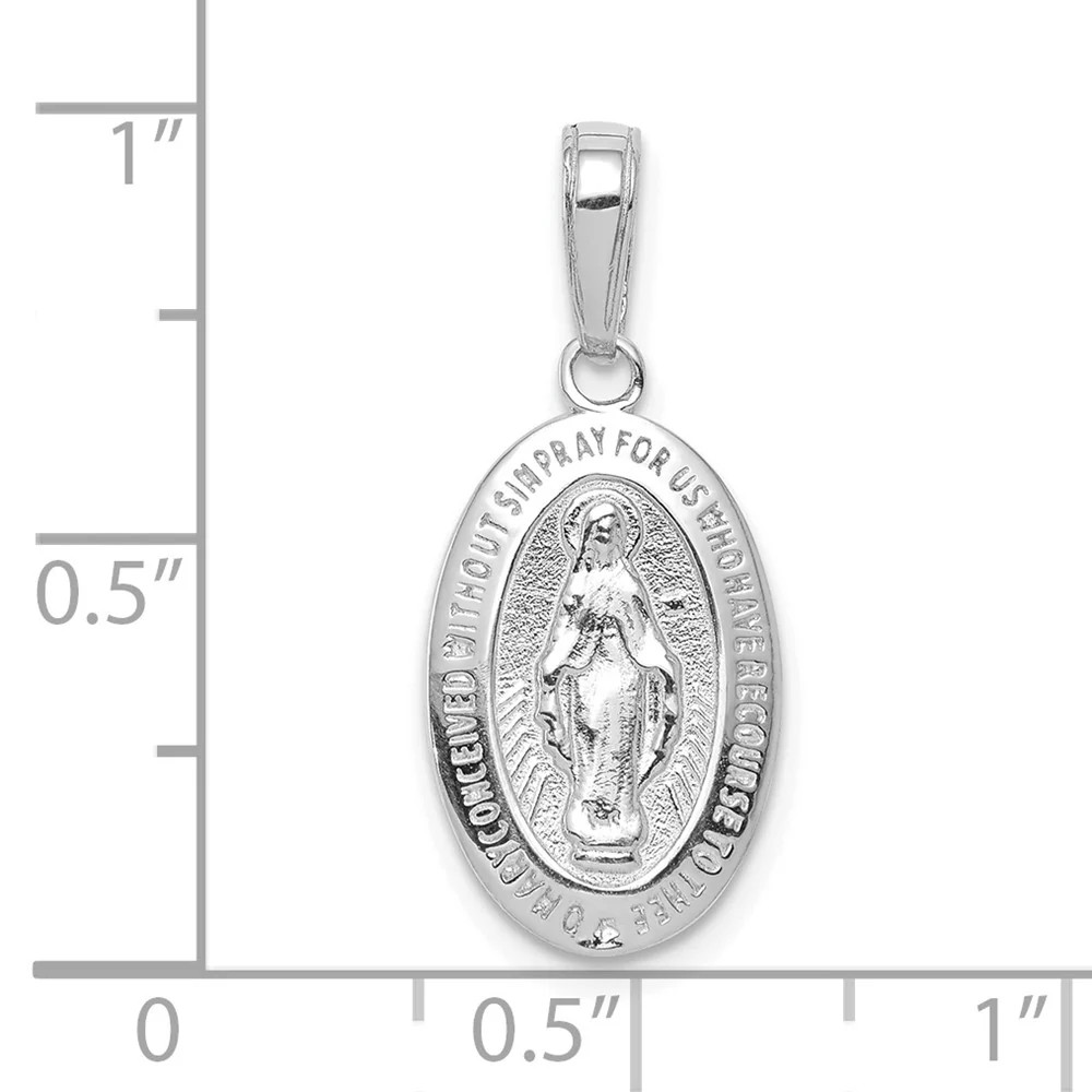 10K / 14K White Gold Miraculous Medal Pendant
