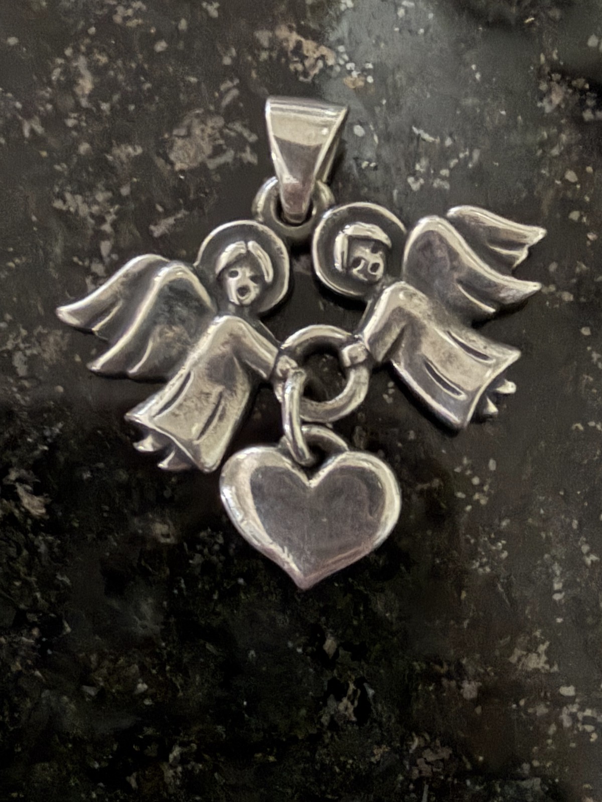 James Avery guardian angels w heart sterling silver pendant retired
