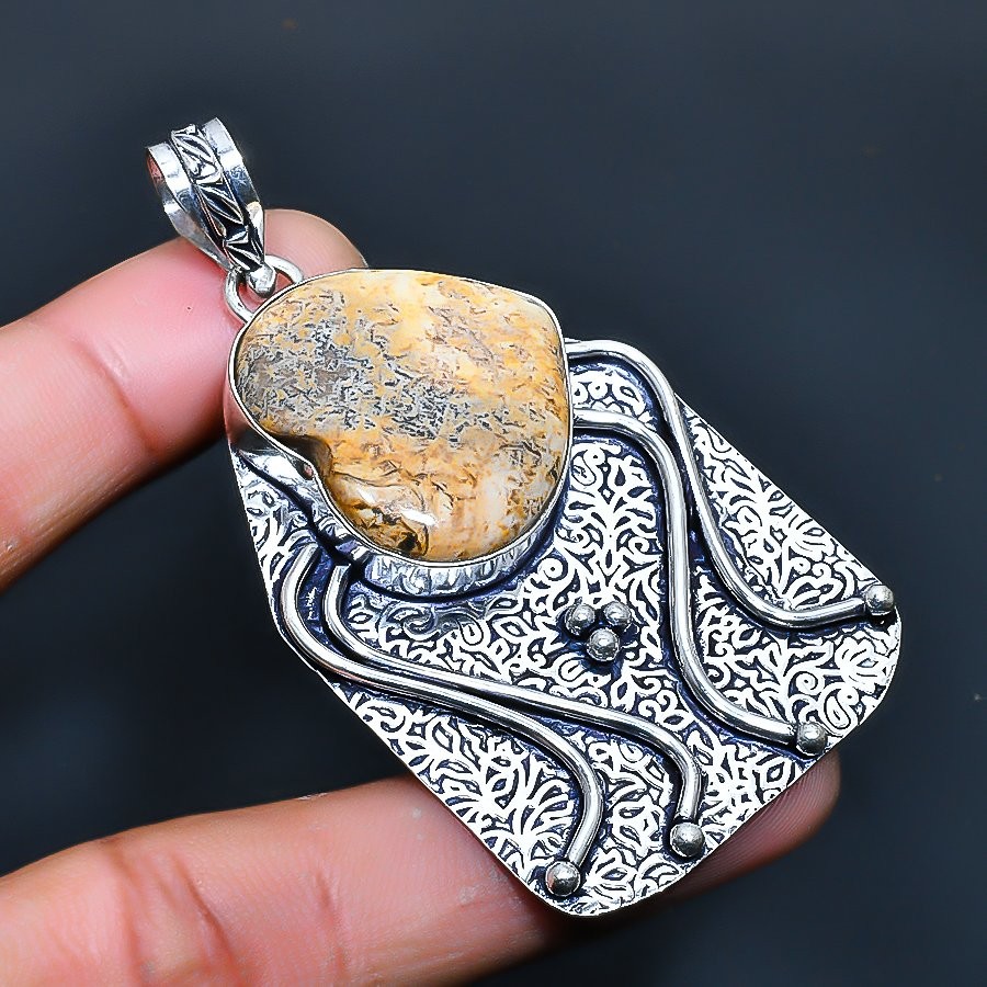 Picture Jasper Handmade 925 Sterling Silver Jewelry Pendant 2.08″ B272