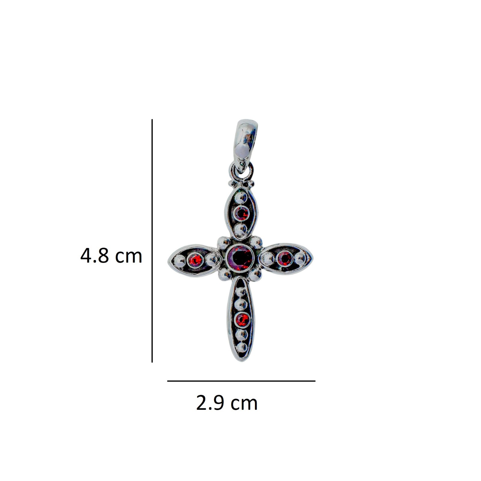 925 Sterling Silver Natural Red Garnet Cross Pendant Womens Jewelry Gift