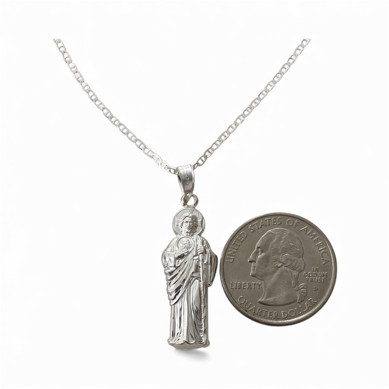 925 SILVER SAINT JUDE NECKLACE 20” LONG/PLATA CADENA DE SAN JUDAS 20″ LARGO- SN6