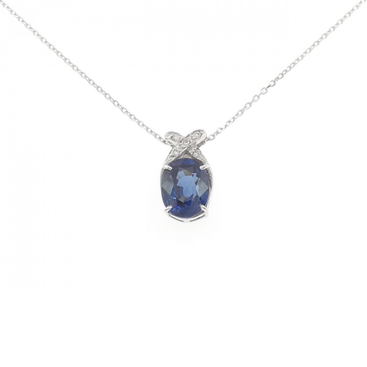 Authentic K18WG Sapphire Necklace 1.53CT #270-004-329-9994