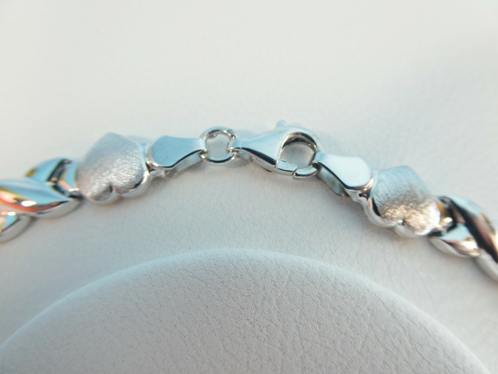 14K WHITE GOLD NECKLACE SATIN FINISH XO HEART OVER REAL 925 STERLING SILVER