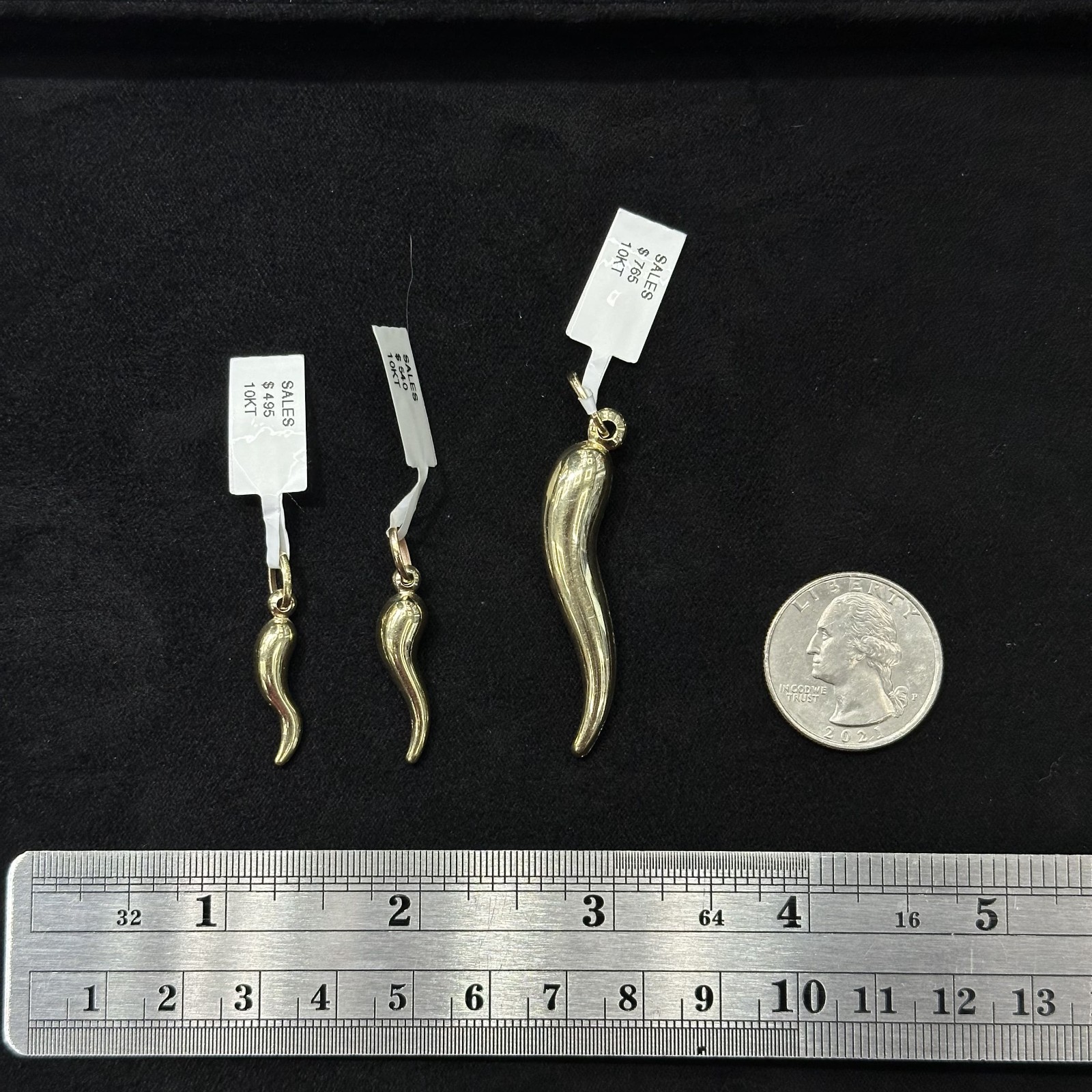 10k Real Gold Italian Horn Smal Medium Large Male Female