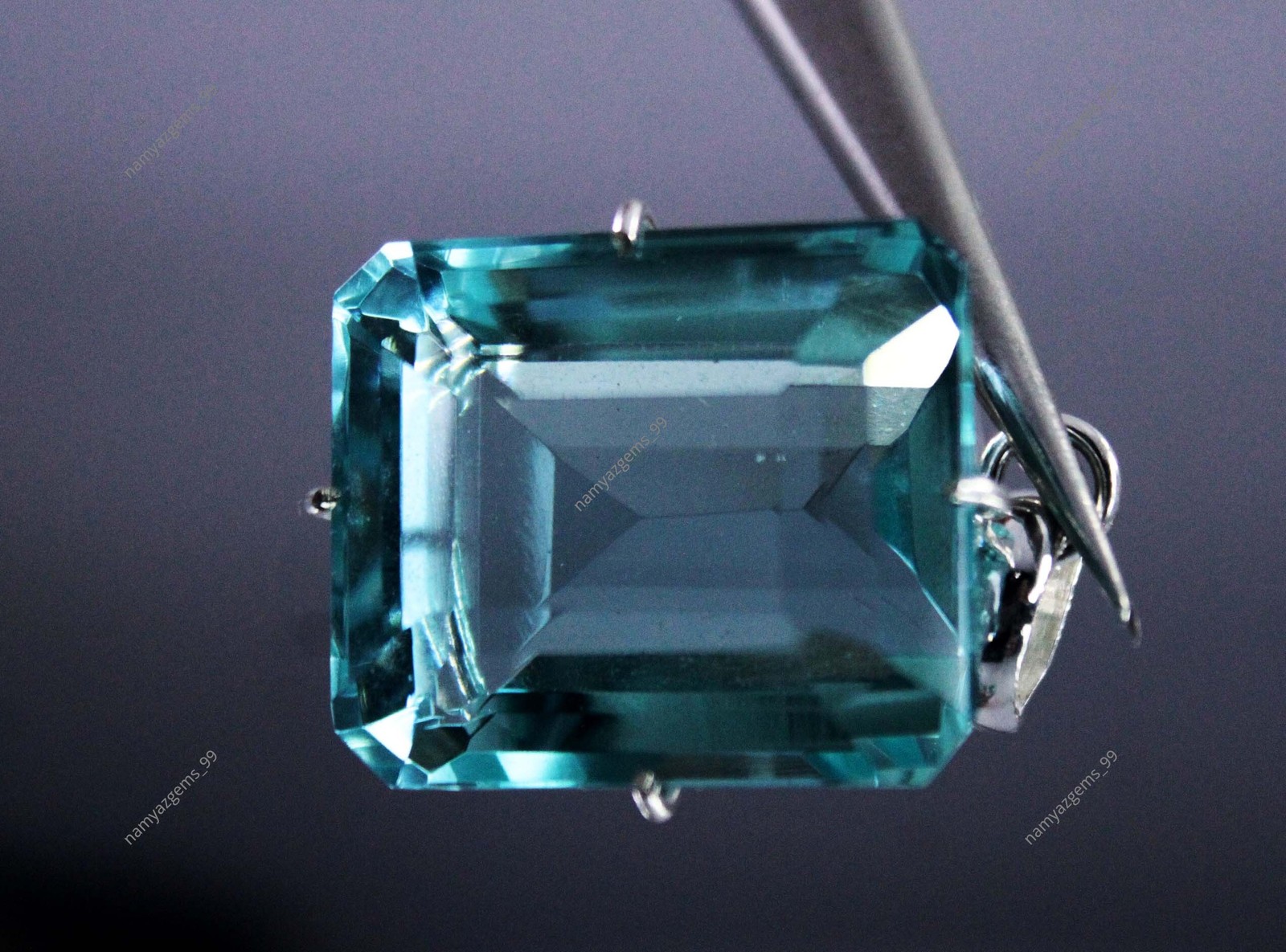 55.35 Ct Natural Aquamarine 925 Solid Silver Pendant Emerald Cut Gemstone