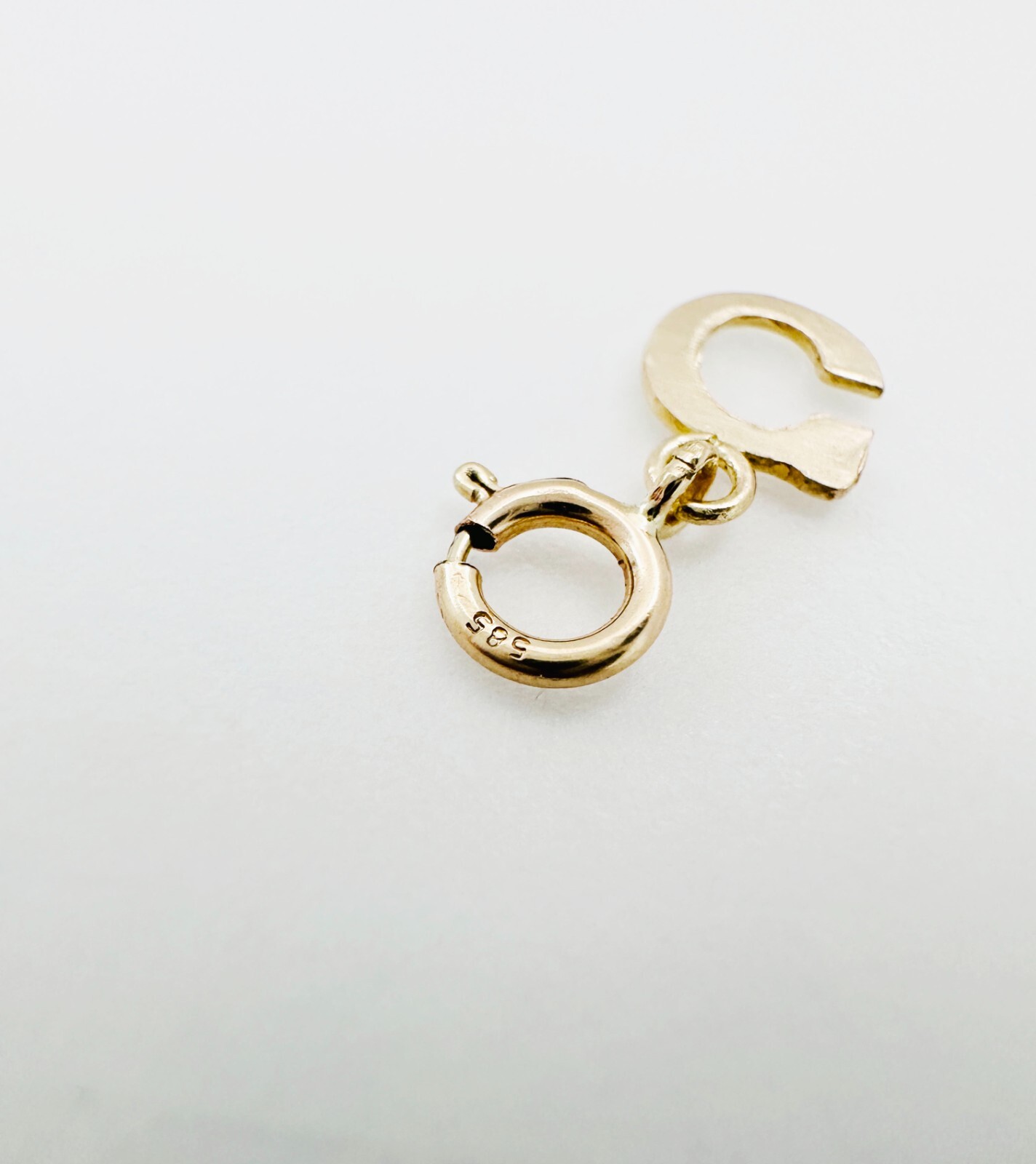 14K Solid Yellow Gold Mini/Very Small ‘C’ Initial Charm Pendant w/Spring Clasp