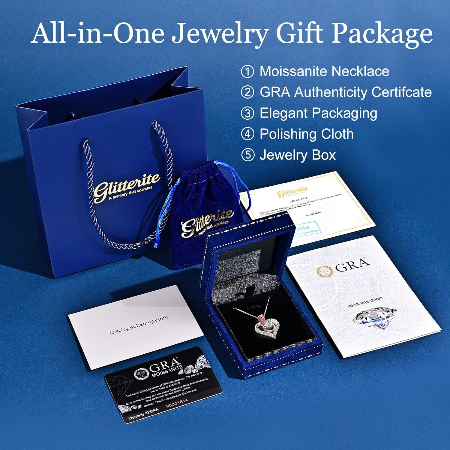 1 Carat Moissanite Necklace for Women, 925 Sterling Silver Rose Heart Pendant Ne
