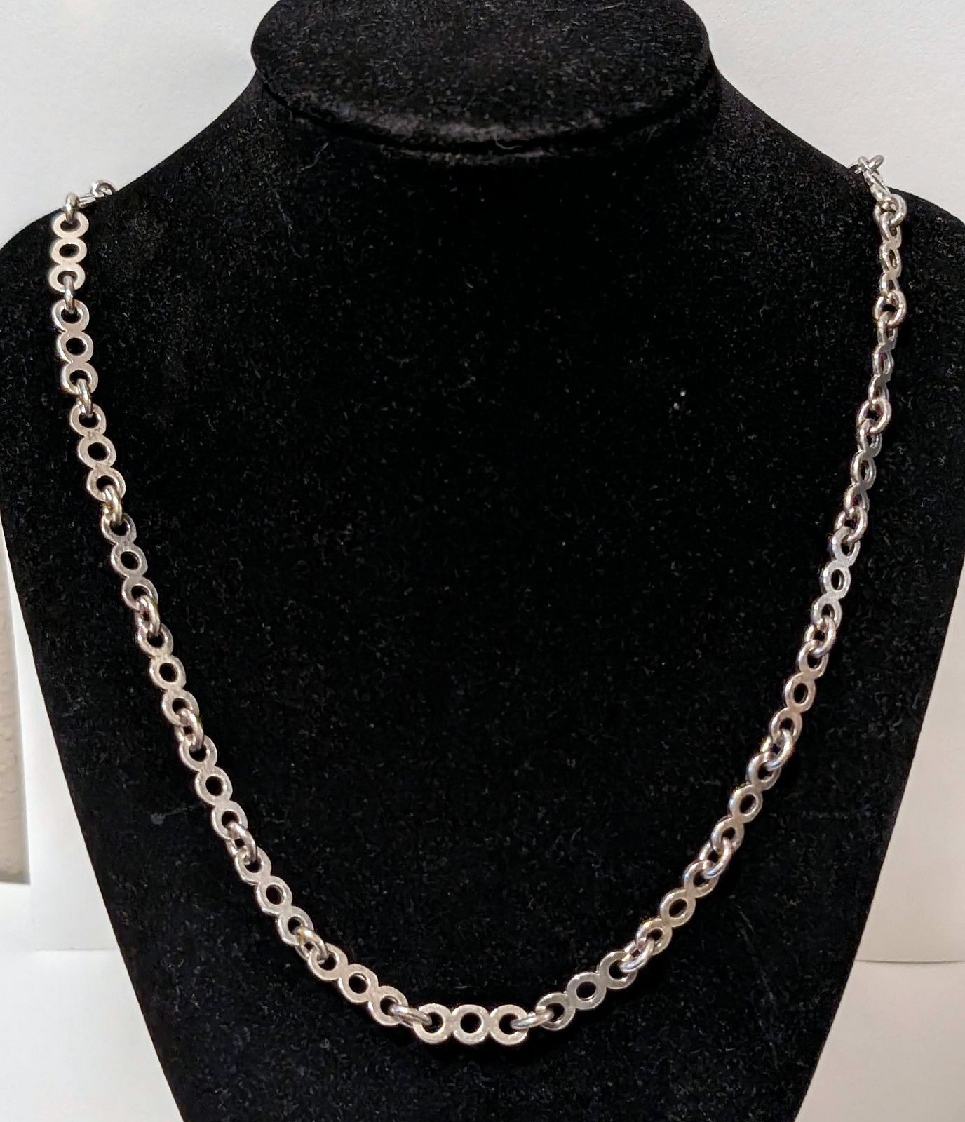 Pierre Cardin 1970 Paris Geometric Long Necklace Chain In .925 Sterling Silver