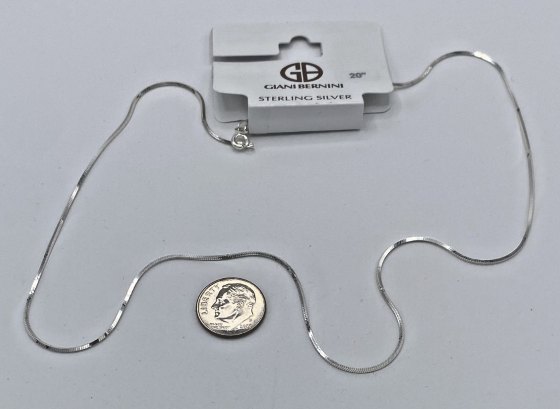 Giani Bernini Sterling Silver Square Snake Necklace 20″ NWT Gift Box
