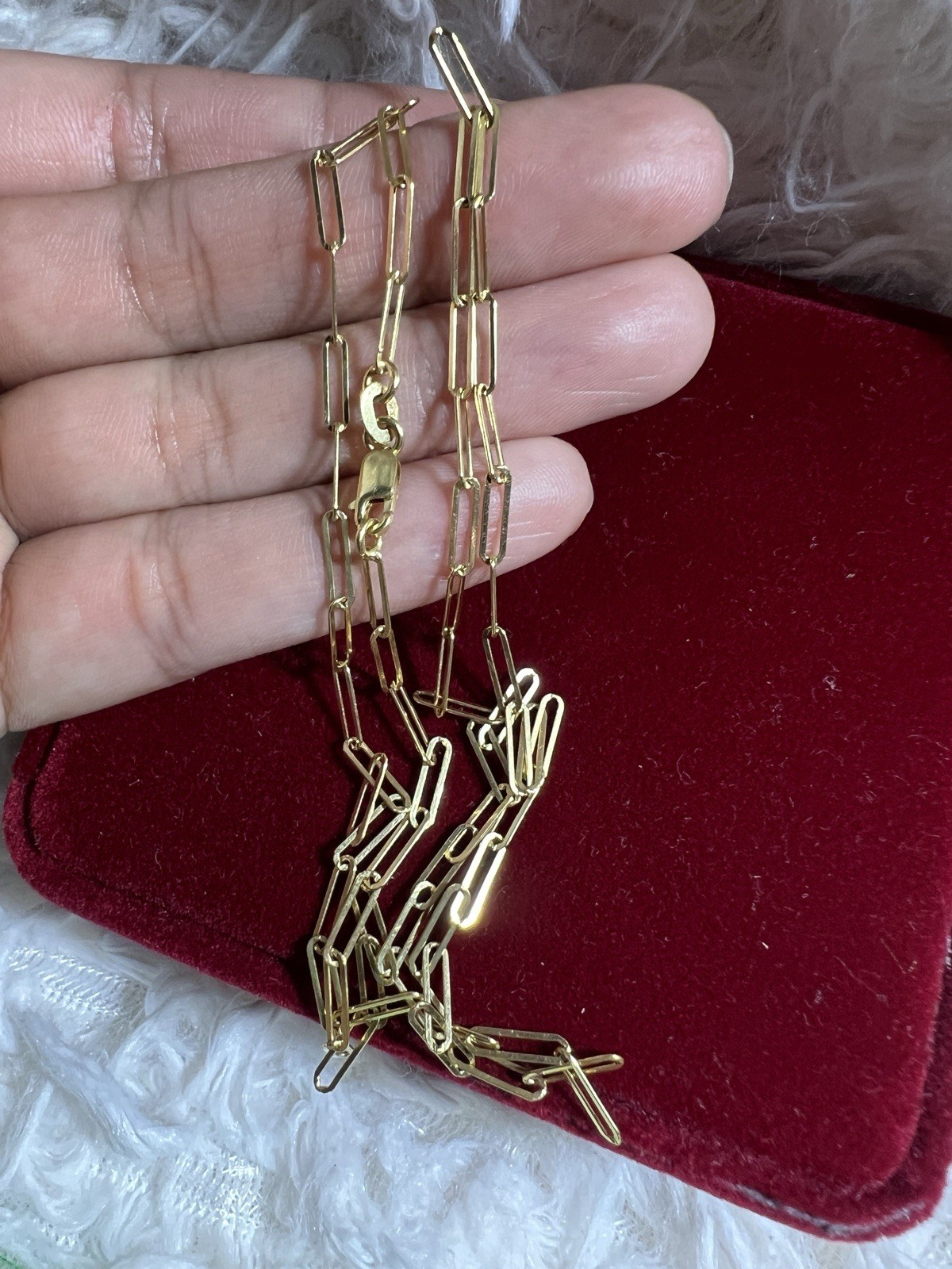 Solid 18k Yellow 18k Gold Paper clip Design Size 20” Long