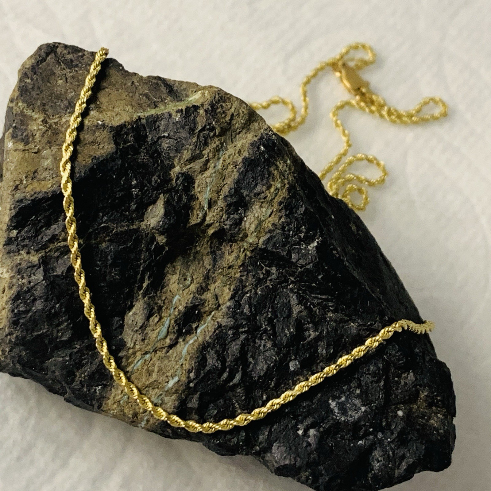 Solid 10k Yellow Gold Necklace Rope Chain Diamond Cut Sparkle 3.43gr ~1.5mm 18”