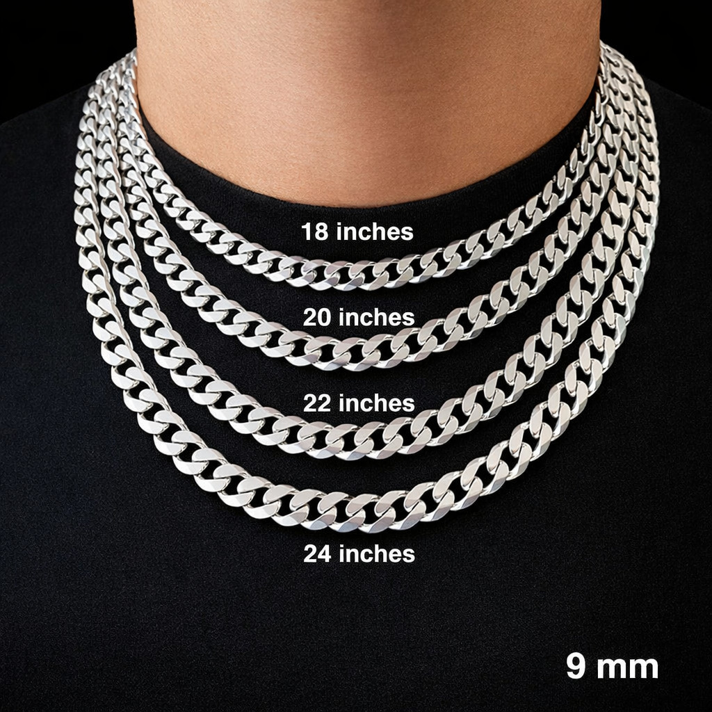 925 Sterling Silver Cuban Curb Chain Necklace Men Women Italian Link Jewelry