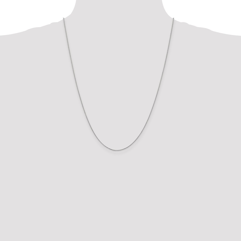 Real 14kt White Gold 0.65mm D/C Spiga Pendant Chain; 24 inch