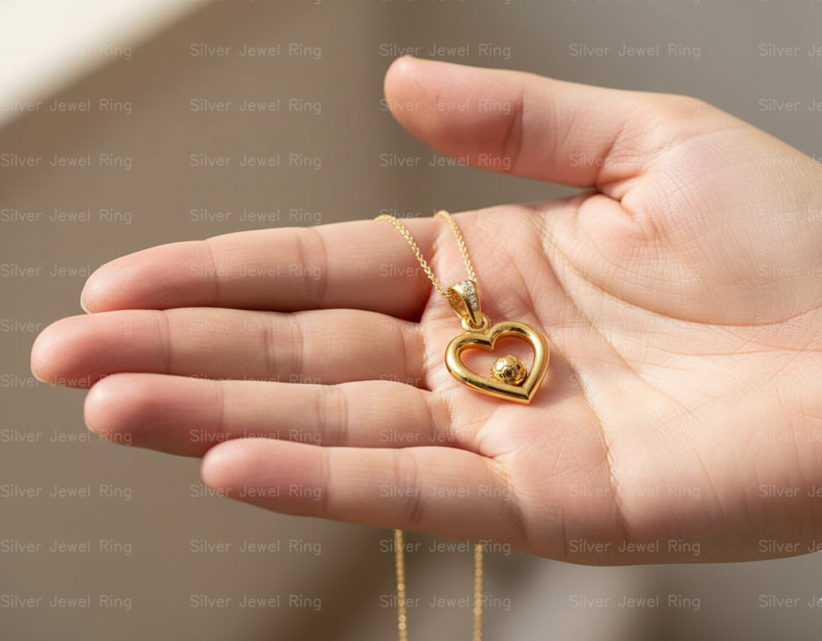 Silver Jewel Ring 925 Sterling Silver Heart Soccer Ball Pendant Couple Necklace