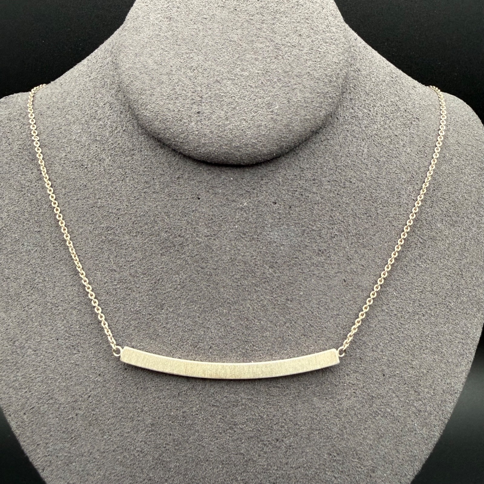 Vintage 925 Italy Sterling Silver Bar Pendant Chain Necklace Modern Minimalist